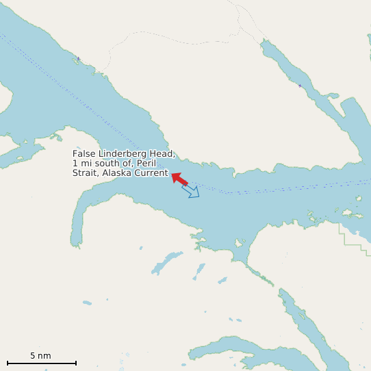Map of False Linderberg Head, 1 mi south of, Peril Strait, Alaska Current Prediction Station