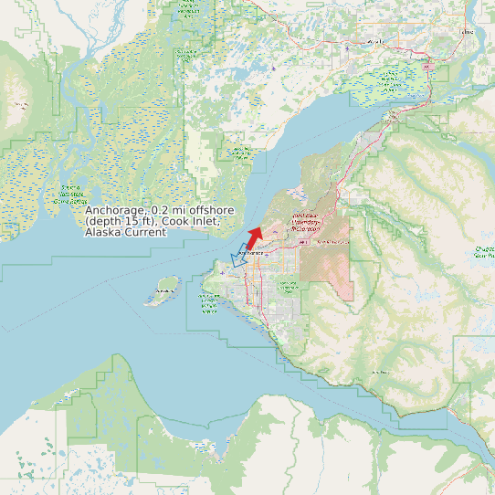 Anchorage, 0.2 mi offshore (depth 15 ft), Cook Inlet, Alaska Current map