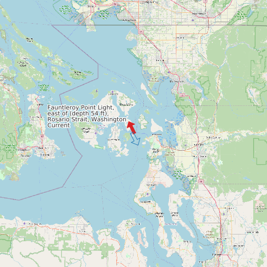 Fauntleroy Point Light, east of (depth 54 ft), Rosario Strait, Washington Current map