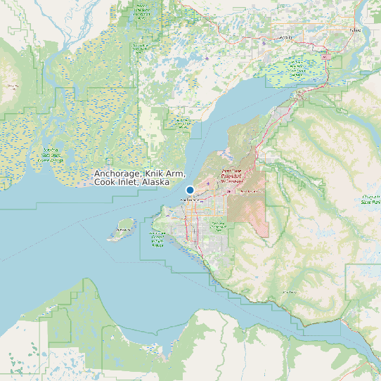 Map of Anchorage, Knik Arm, Cook Inlet, Alaska Tide Prediction Station