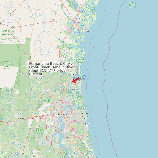 Map of Fernandina Beach, City Front Reach, Amelia River (depth 11 ft), Florida Current Prediction Station