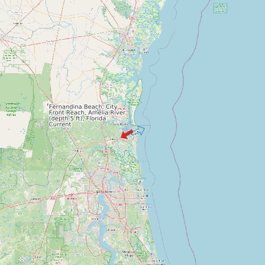 Map of Fernandina Beach, City Front Reach, Amelia River (depth 5 ft), Florida Current Prediction Station