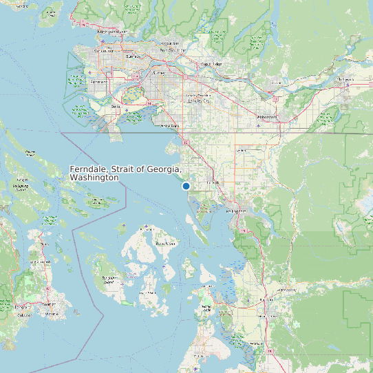Map of Ferndale, Strait of Georgia, Washington Tide Prediction Station