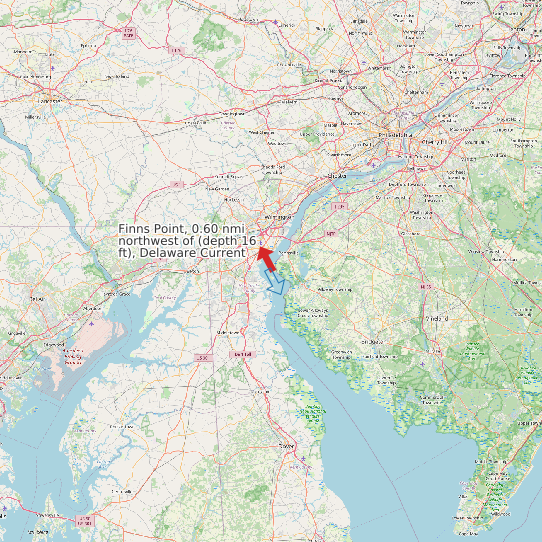 Finns Point, 0.60 nmi northwest of (depth 16 ft), Delaware Current map