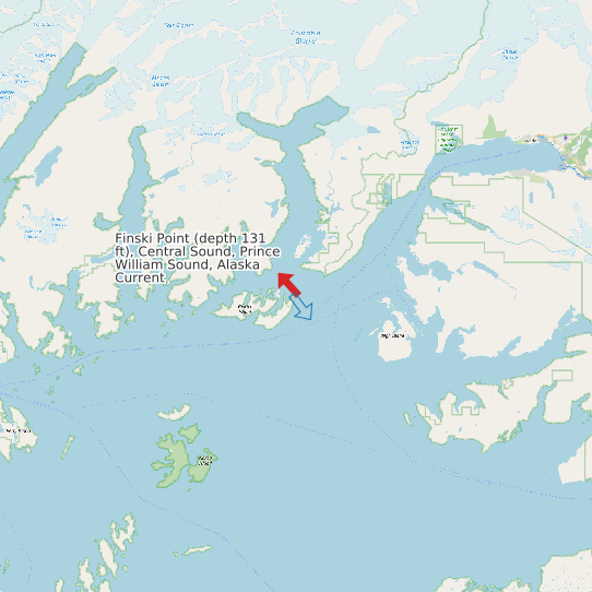 Map of Finski Point (depth 131 ft), Central Sound, Prince William Sound, Alaska Current Prediction Station
