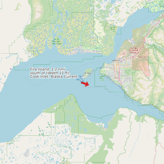 Fire Island, 1.2 nmi south of (depth 11 ft), Cook Inlet, Alaska Current map