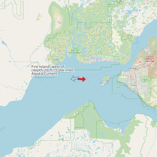 Fire Island, west of (depth 20 ft), Cook Inlet, Alaska Current map