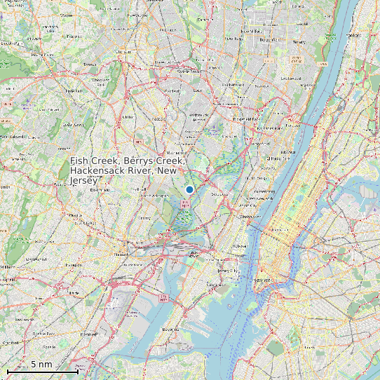 Map of Fish Creek, Berrys Creek, Hackensack River, New Jersey Tide Prediction Station