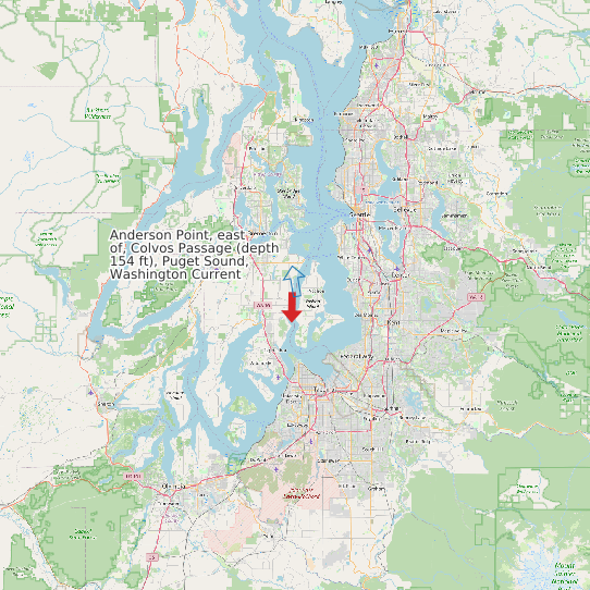 Map of Anderson Point, east of, Colvos Passage (depth 154 ft), Puget Sound, Washington Current Prediction Station