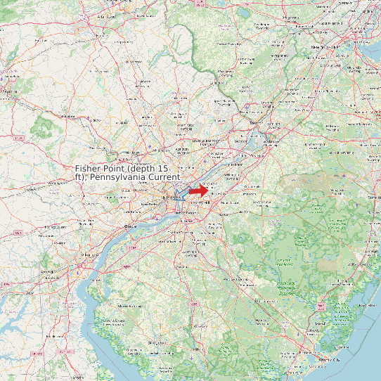 Fisher Point (depth 15 ft), Pennsylvania Current map