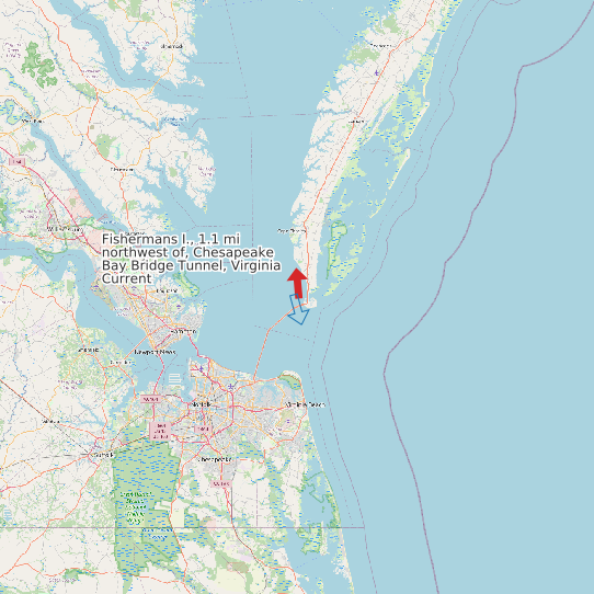 Map of Fishermans I., 1.1 mi northwest of, Chesapeake Bay Bridge Tunnel, Virginia Current Prediction Station
