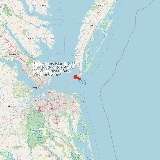 Fishermans Island, 2.45 nmi south of (depth 31 ft), Chesapeake Bay, Virginia Current map