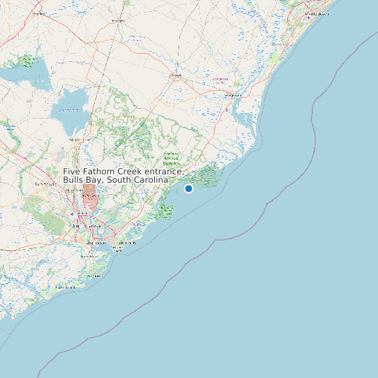 Five Fathom Creek entrance, Bulls Bay, South Carolina map