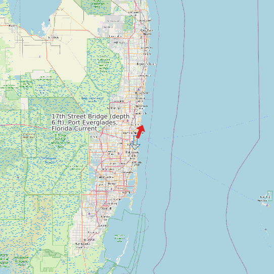 17th Street Bridge (depth 6 ft), Port Everglades, Florida Current map