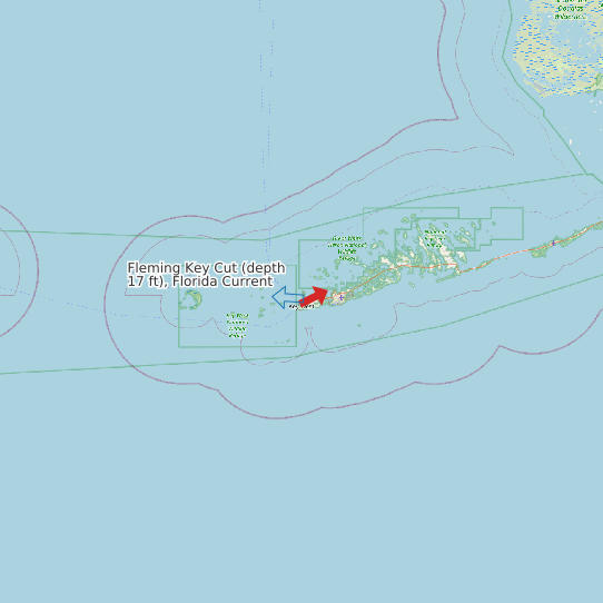 Fleming Key Cut (depth 17 ft), Florida Current map