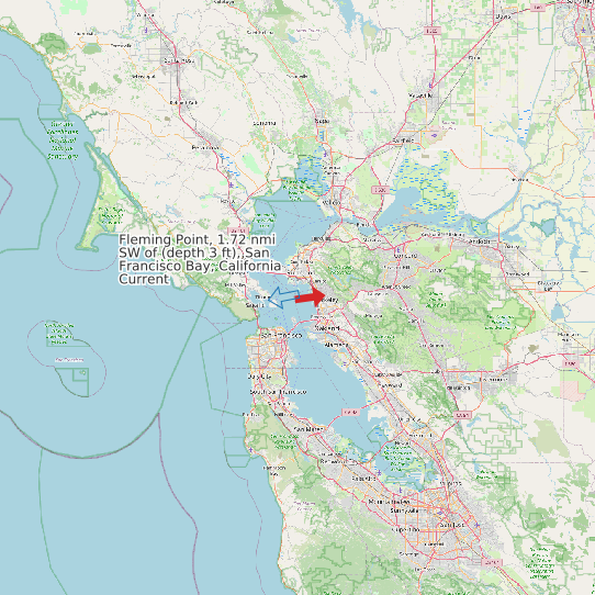 Map of Fleming Point, 1.72 nmi SW of (depth 3 ft), San Francisco Bay, California Current Prediction Station