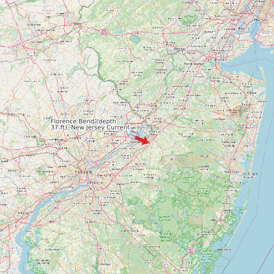 Map of Florence Bend (depth 37 ft), New Jersey Current Prediction Station
