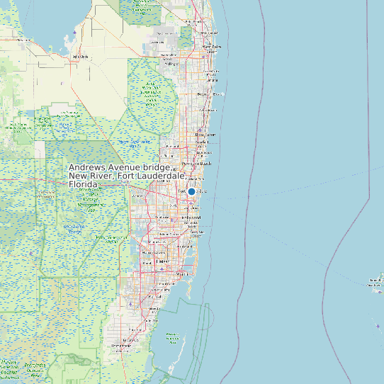 Map of Andrews Avenue bridge, New River, Fort Lauderdale, Florida Tide Prediction Station