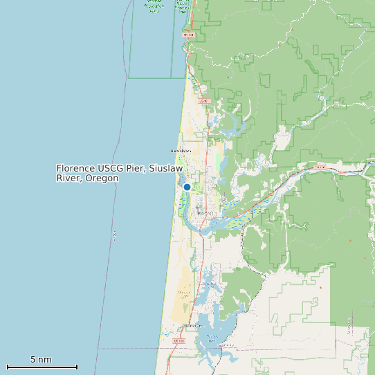 Map of Florence USCG Pier, Siuslaw River, Oregon Tide Prediction Station