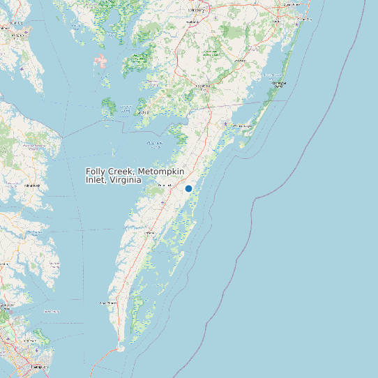 Map of Folly Creek, Metompkin Inlet, Virginia Tide Prediction Station