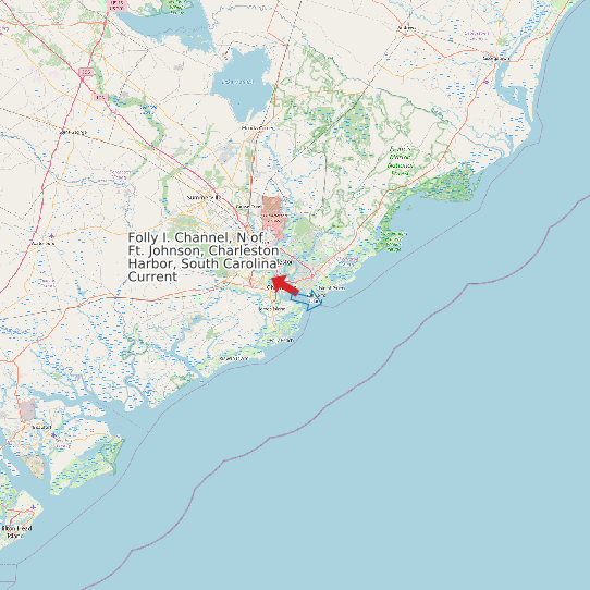 Map of Folly I. Channel, N of Ft. Johnson, Charleston Harbor, South Carolina Current Prediction Station