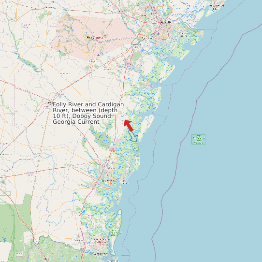 Folly River and Cardigan River, between (depth 10 ft), Doboy Sound, Georgia Current map