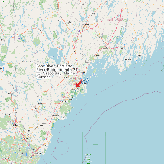 Fore River, Portland River Bridge (depth 21 ft), Casco Bay, Maine Current map
