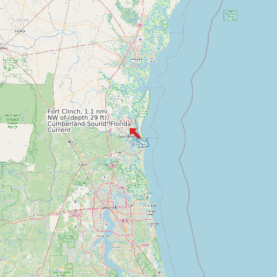 Fort Clinch, 1.1 nmi NW of (depth 29 ft), Cumberland Sound, Florida Current map