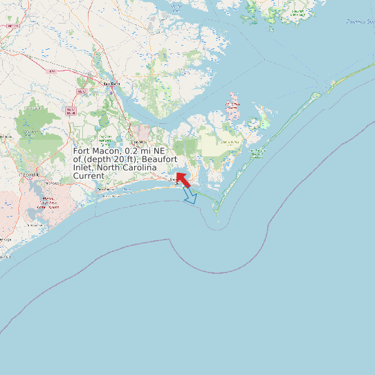 Map of Fort Macon, 0.2 mi NE of (depth 20 ft), Beaufort Inlet, North Carolina Current Prediction Station