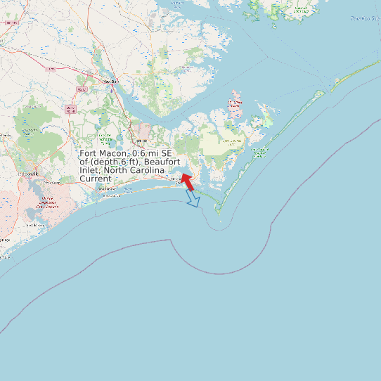 Map of Fort Macon, 0.6 mi SE of (depth 6 ft), Beaufort Inlet, North Carolina Current Prediction Station