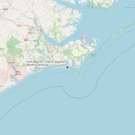 Map of Fort Macon, USCG station, North Carolina Tide Prediction Station