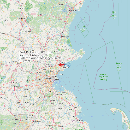 Fort Pickering, 0.2 nmi south of (depth 6 ft), Salem Sound, Massachusetts Current map