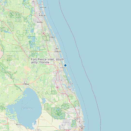 Map of Fort Pierce Inlet, south jetty, Florida Tide Prediction Station