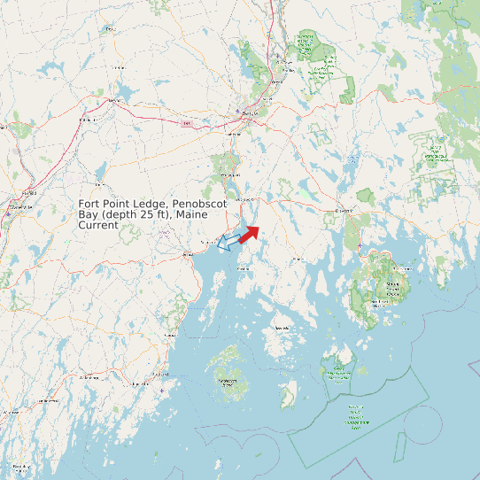 Fort Point Ledge, Penobscot Bay (depth 25 ft), Maine Current map