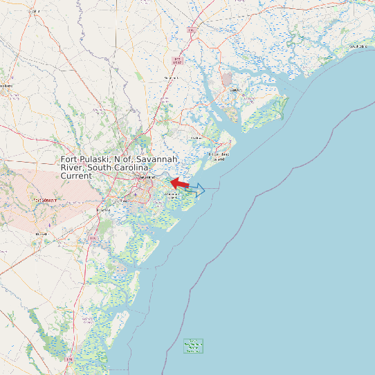 Map of Fort Pulaski, N of, Savannah River, South Carolina Current Prediction Station