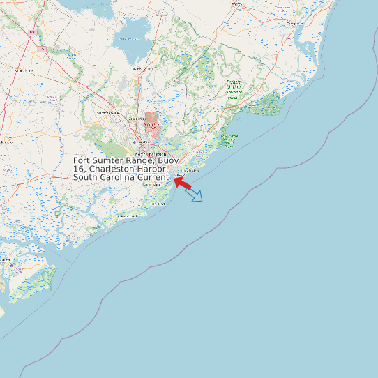 Map of Fort Sumter Range, Buoy 16, Charleston Harbor, South Carolina Current Prediction Station