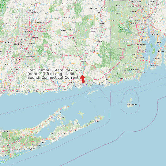 Map of Fort Trumbull State Park (depth 14 ft), Long Island Sound, Connecticut Current Prediction Station