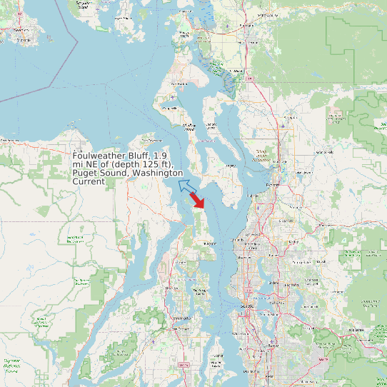 Foulweather Bluff, 1.9 mi NE of (depth 125 ft), Puget Sound, Washington Current map
