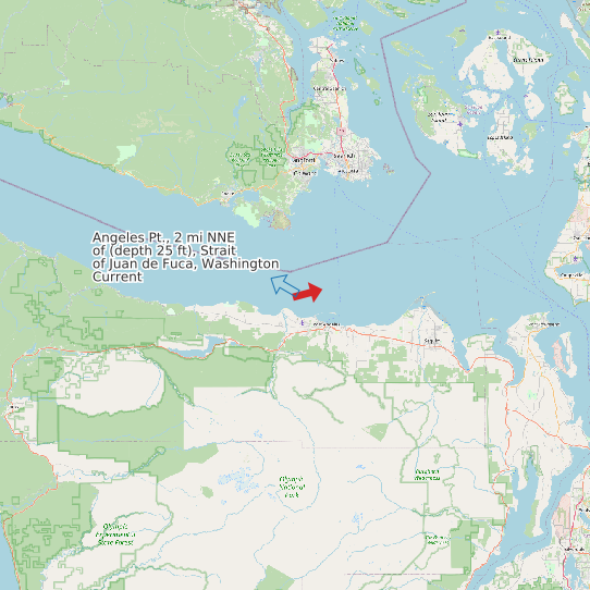 Map of Angeles Pt., 2 mi NNE of (depth 25 ft), Strait of Juan de Fuca, Washington Current Prediction Station