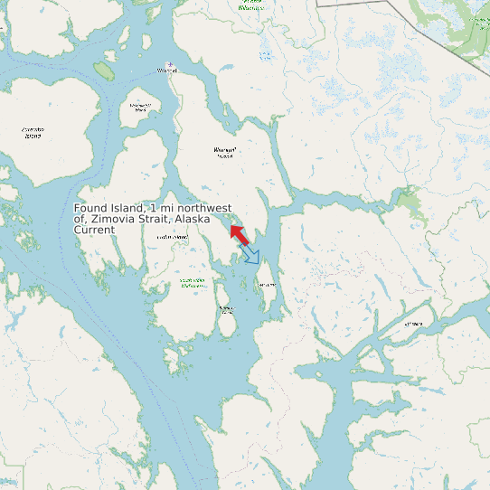 Found Island, 1 mi northwest of, Zimovia Strait, Alaska Current map