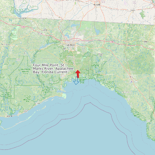 Map of Four Mile Point, St. Marks River, Apalachee Bay, Florida Current Prediction Station