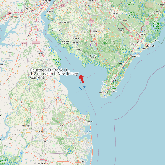 Map of Fourteen Ft. Bank Lt., 1.2 mi east of, New Jersey Current Prediction Station
