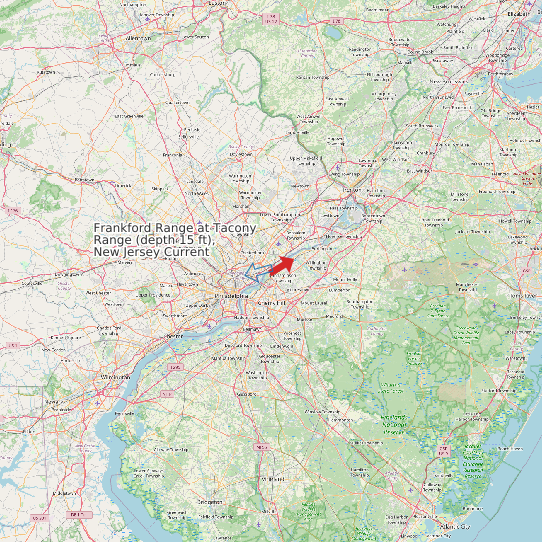 Map of Frankford Range at Tacony Range (depth 15 ft), New Jersey Current Prediction Station