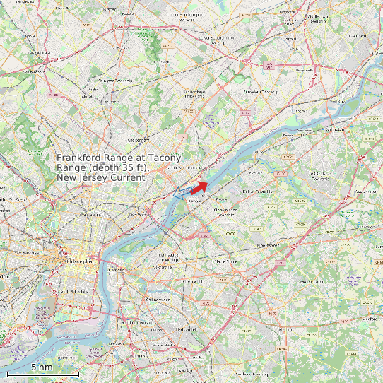 Map of Frankford Range at Tacony Range (depth 35 ft), New Jersey Current Prediction Station