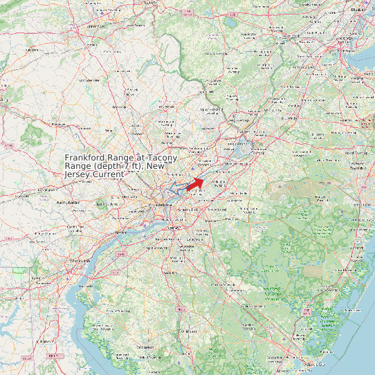 Map of Frankford Range at Tacony Range (depth 7 ft), New Jersey Current Prediction Station