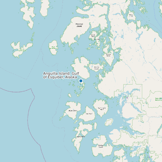 Map of Anguilla Island, Gulf of Esquibel, Alaska Tide Prediction Station