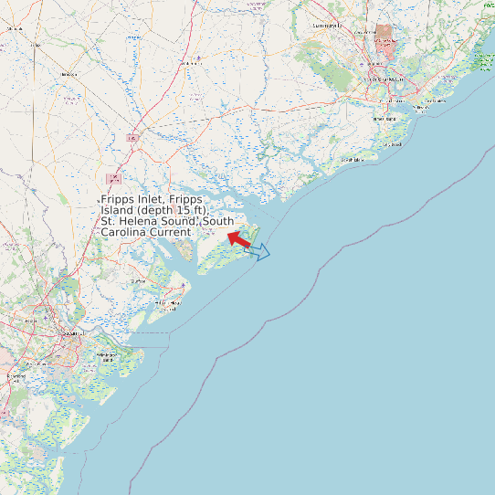 Map of Fripps Inlet, Fripps Island (depth 15 ft), St. Helena Sound, South Carolina Current Prediction Station