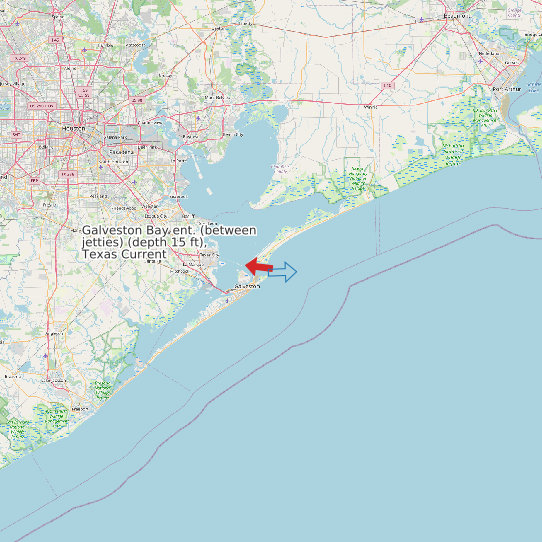 Map of Galveston Bay ent. (between jetties) (depth 15 ft), Texas Current Prediction Station