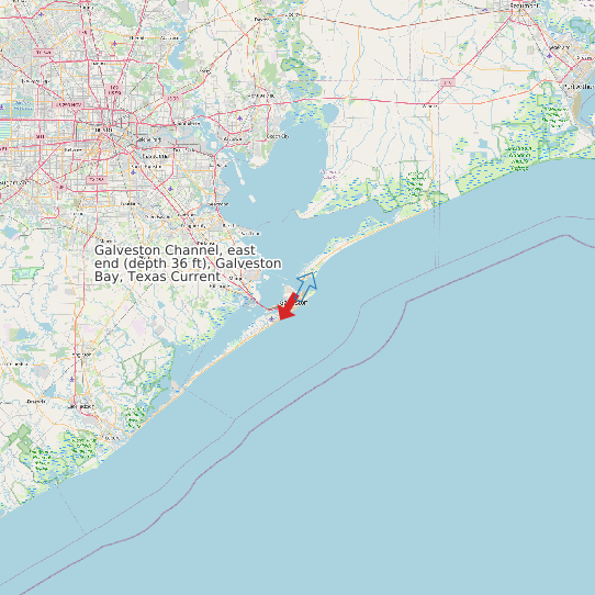 Map of Galveston Channel, east end (depth 36 ft), Galveston Bay, Texas Current Prediction Station