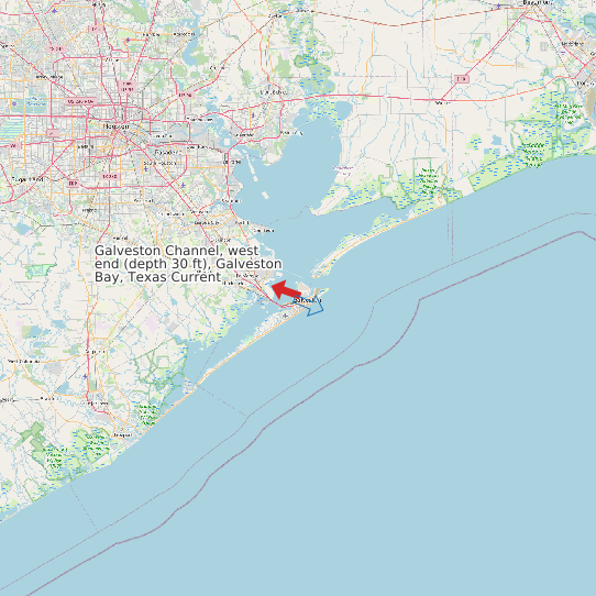 Galveston Channel, west end (depth 30 ft), Galveston Bay, Texas Current map